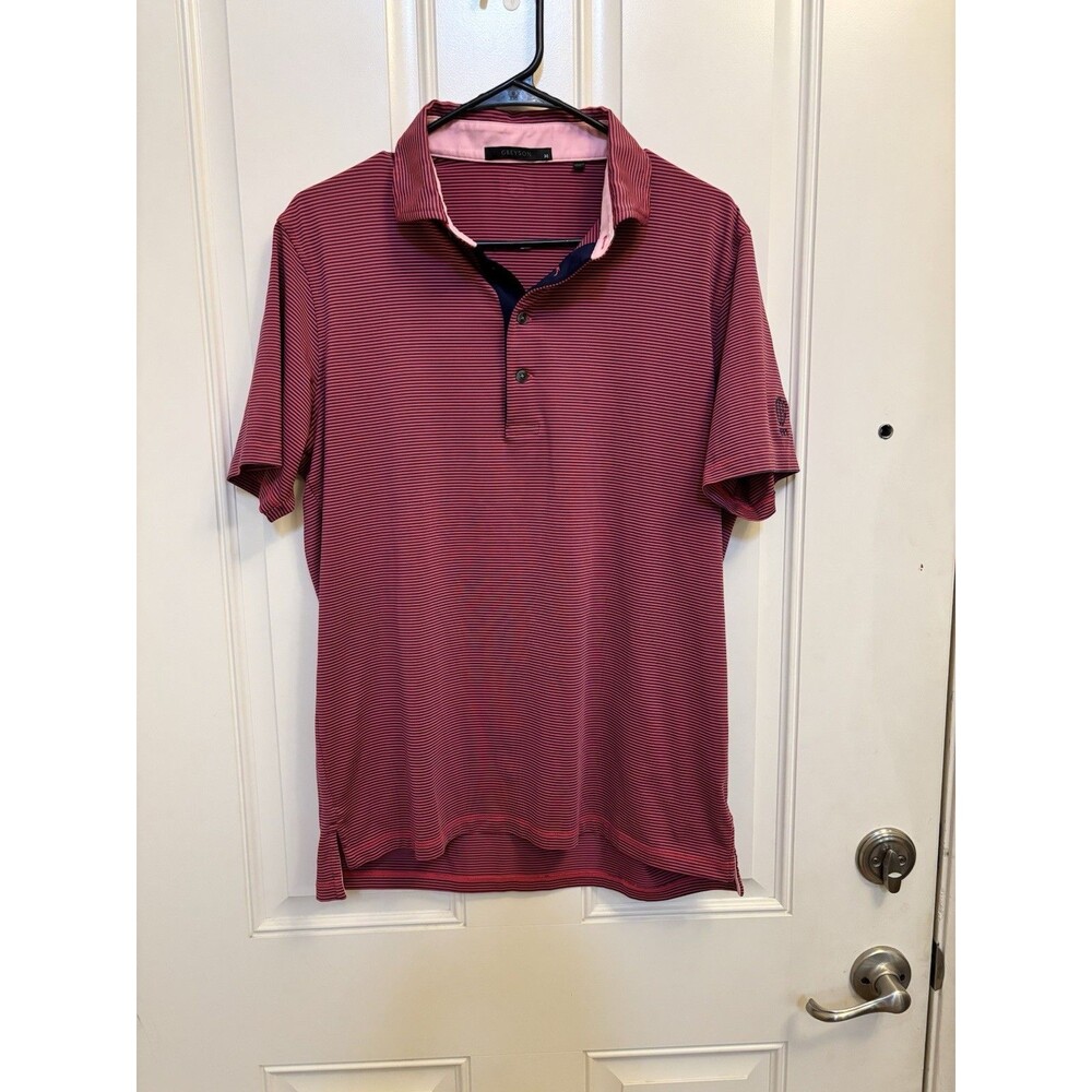 Greyson Golf  Polo  Mens Medium Rose Regular pink striped performance soft light